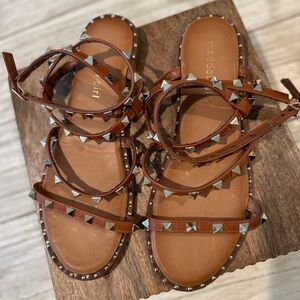 Women’s Madden Girl Gold Studded Sandals. Size 7.5